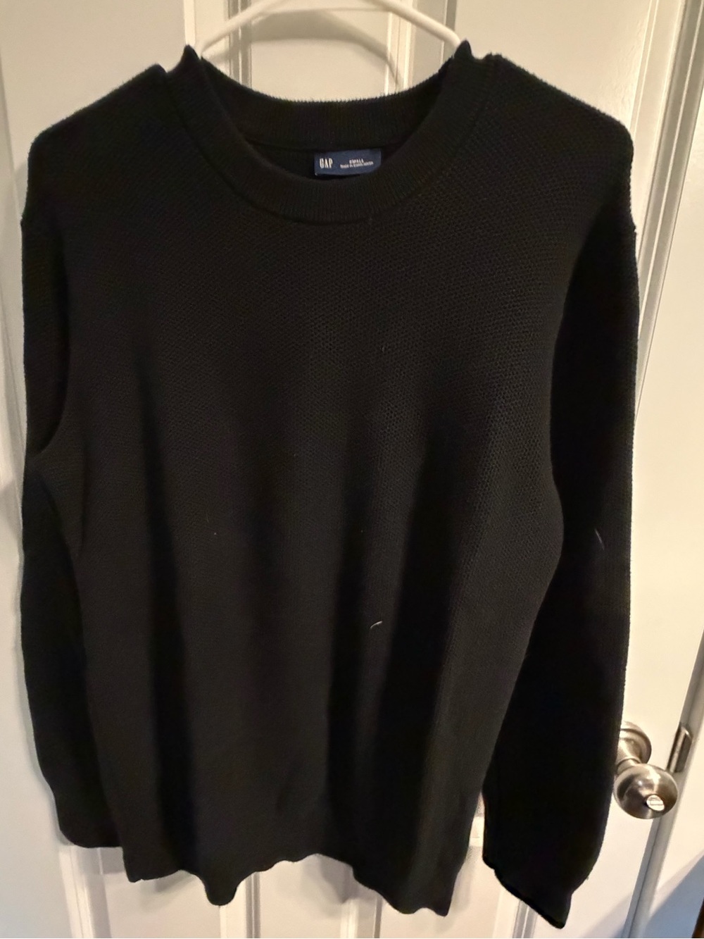 GAP Men's Black Crewneck Textured Knit Sweater